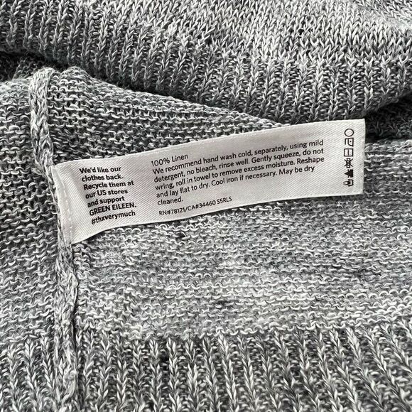 Eileen Fisher Women's Gray Lightweight Deep V-Neck Linen Knit Sweater Size S/P - Picture 5 of 12
